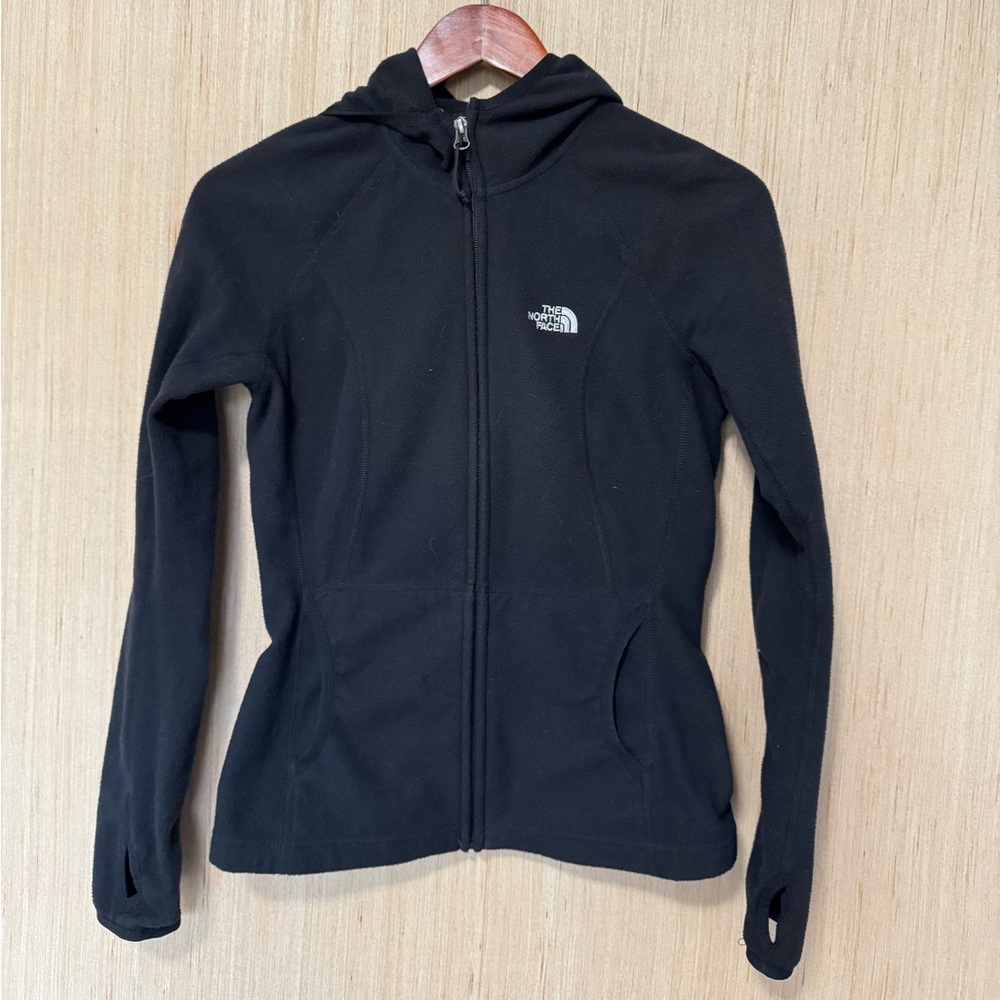 North Face Sweater Hoodie Women's XS Black Full Zip Fleece Sweatshirt Pockets